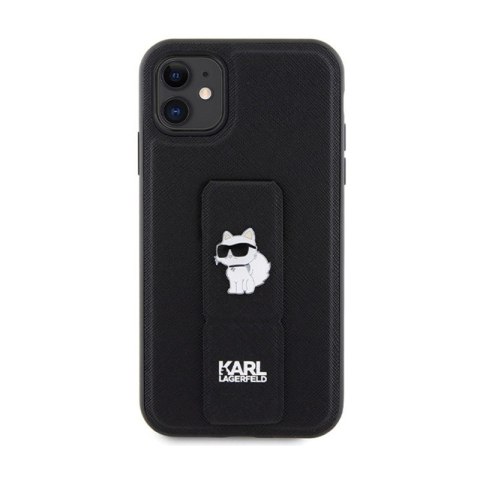 Karl Lagerfeld Gripstand Saffiano Choupette Pins - Etui iPhone 11 (czarny) Karl Lagerfeld Gripstand Saffiano Choupette Pins - Etui iPhone 11 (czarny)