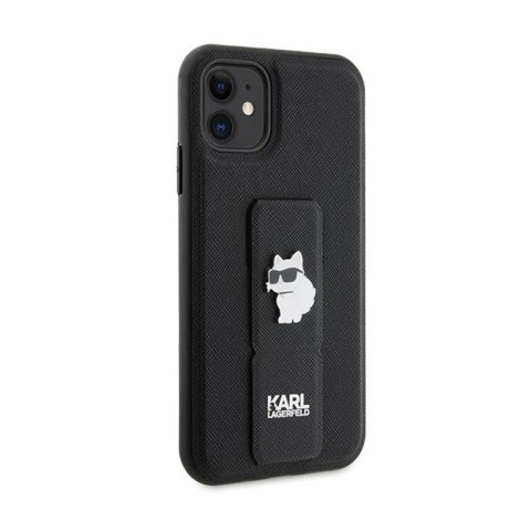 Karl Lagerfeld Gripstand Saffiano Choupette Pins - Etui iPhone 11 (czarny) Karl Lagerfeld Gripstand Saffiano Choupette Pins - Etui iPhone 11 (czarny)