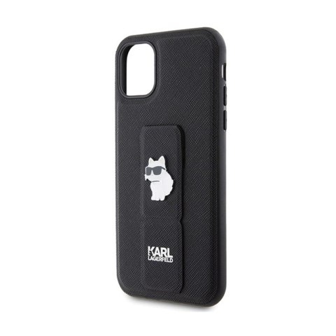 Karl Lagerfeld Gripstand Saffiano Choupette Pins - Etui iPhone 11 (czarny) Karl Lagerfeld Gripstand Saffiano Choupette Pins - Etui iPhone 11 (czarny)