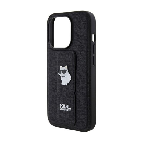 Karl Lagerfeld Gripstand Saffiano Choupette Pins - Etui iPhone 15 Pro Max (czarny) Karl Lagerfeld Gripstand Saffiano Choupette Pins - Etui iPhone 15 Pro Max (czarny)