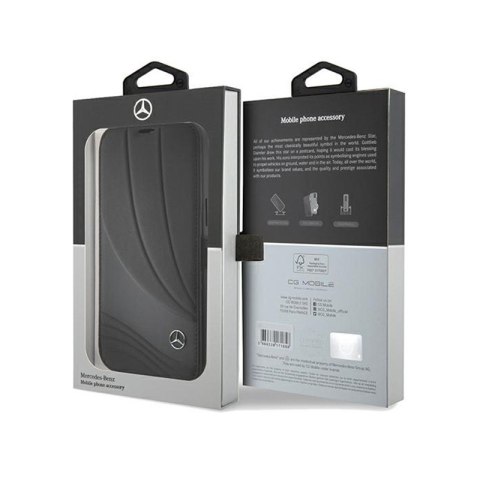 Mercedes Booktype Leather Wave Pattern - Etui iPhone 15 Pro (czarny) Mercedes Booktype Leather Wave Pattern - Etui iPhone 15 Pro (czarny)