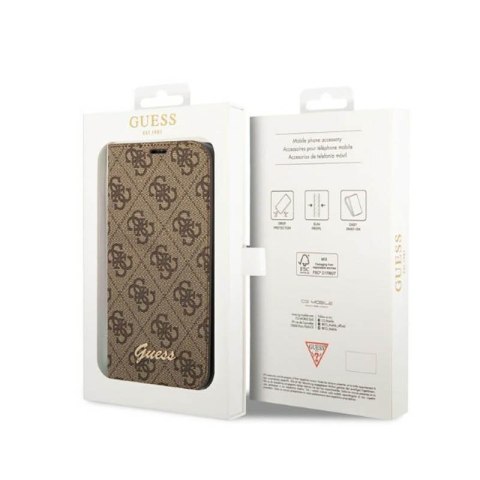 Guess 4G Metal Camera Outline Booktype Case - Etui iPhone 14 (brązowy) Guess 4G Metal Camera Outline Booktype Case - Etui iPhone 14 (brązowy)