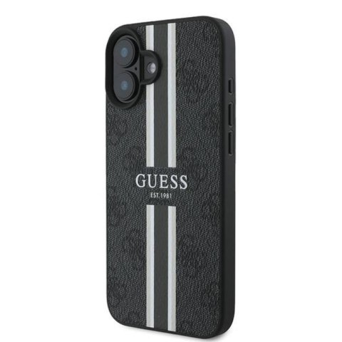 Guess 4G Printed Stripes MagSafe - Etui iPhone 16 Plus (czarny) Guess 4G Printed Stripes MagSafe - Etui iPhone 16 Plus (czarny)
