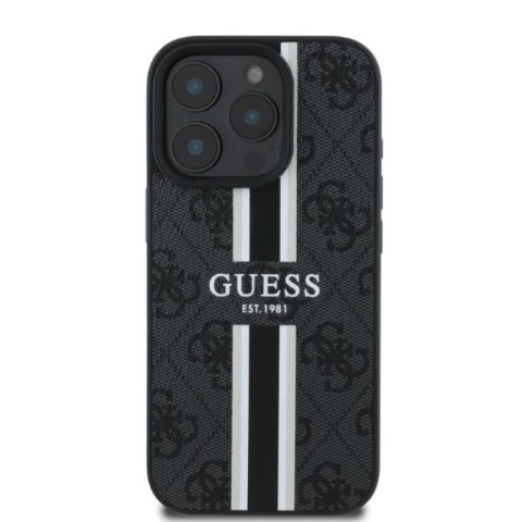 Guess 4G Printed Stripes MagSafe - Etui iPhone 16 Pro (czarny) Guess 4G Printed Stripes MagSafe - Etui iPhone 16 Pro (czarny)