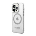 Guess Metal Outline MagSafe - Etui iPhone 14 Pro (przezroczysty / srebrny)