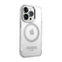 Guess Metal Outline MagSafe - Etui iPhone 14 Pro (przezroczysty / srebrny)