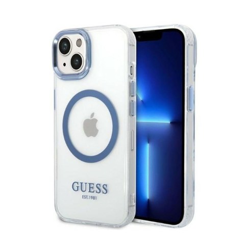 Guess Metal Outline Magsafe - Etui iPhone 14 Plus (przezroczysty / niebieski) Guess Metal Outline Magsafe - Etui iPhone 14 Plus (przezroczysty / niebieski)