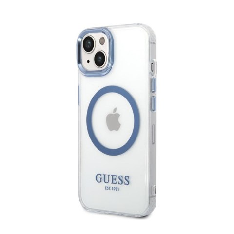 Guess Metal Outline Magsafe - Etui iPhone 14 Plus (przezroczysty / niebieski) Guess Metal Outline Magsafe - Etui iPhone 14 Plus (przezroczysty / niebieski)