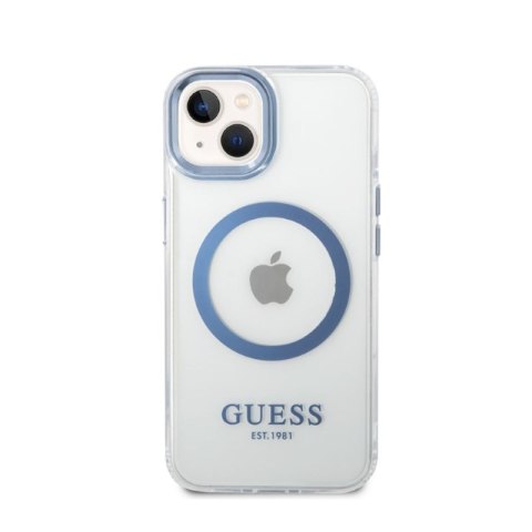 Guess Metal Outline Magsafe - Etui iPhone 14 Plus (przezroczysty / niebieski) Guess Metal Outline Magsafe - Etui iPhone 14 Plus (przezroczysty / niebieski)