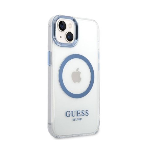 Guess Metal Outline Magsafe - Etui iPhone 14 Plus (przezroczysty / niebieski) Guess Metal Outline Magsafe - Etui iPhone 14 Plus (przezroczysty / niebieski)