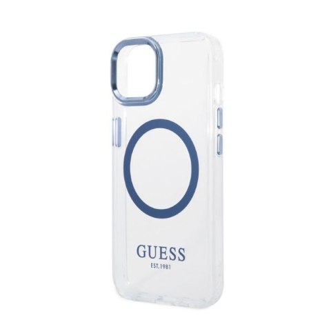 Guess Metal Outline Magsafe - Etui iPhone 14 Plus (przezroczysty / niebieski) Guess Metal Outline Magsafe - Etui iPhone 14 Plus (przezroczysty / niebieski)