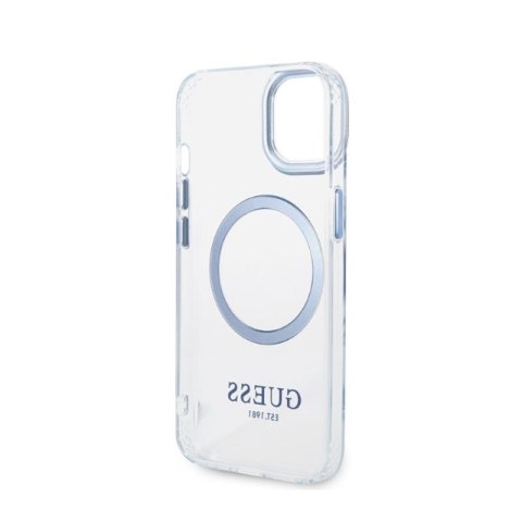 Guess Metal Outline Magsafe - Etui iPhone 14 Plus (przezroczysty / niebieski) Guess Metal Outline Magsafe - Etui iPhone 14 Plus (przezroczysty / niebieski)