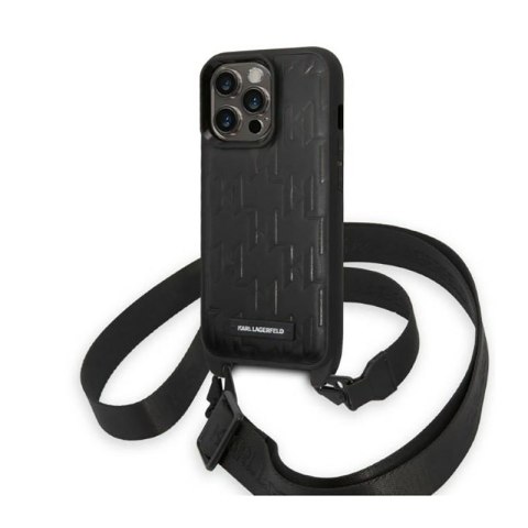 Karl Lagerfeld Monogram Plaque Logo Strap - Etui iPhone 14 Pro (czarny) Karl Lagerfeld Monogram Plaque Logo Strap - Etui iPhone 14 Pro (czarny)