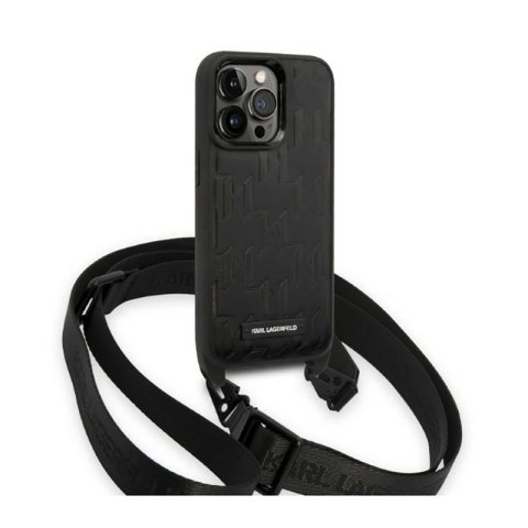 Karl Lagerfeld Monogram Plaque Logo Strap - Etui iPhone 14 Pro (czarny) Karl Lagerfeld Monogram Plaque Logo Strap - Etui iPhone 14 Pro (czarny)