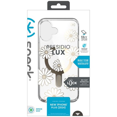 Speck Presidio Lux ClickLock & MagSafe - Etui iPhone 16 Plus (Sunshine Daisies / Clear / Gold) Speck Presidio Lux ClickLock & MagSafe - Etui iPhone 16 Plus (Sunshine Daisies / Clear / Gold)