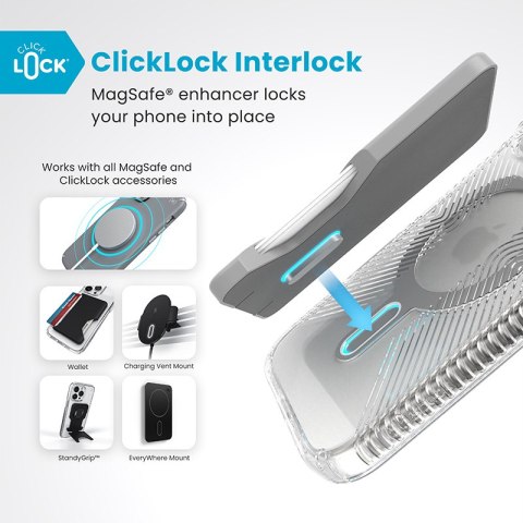 Speck Presidio Perfect-Clear Grip ClickLock & MagSafe - Etui iPhone 16 Pro (Clear / Chrome Finish / Serene Silver) Speck Presidio Perfect-Clear Grip ClickLock & MagSafe - Etui iPhone 16 Pro (Clear / Chrome Finish / Serene Silver)
