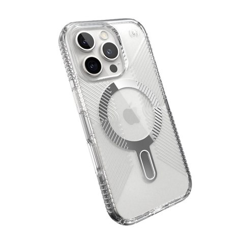 Speck Presidio Perfect-Clear Grip ClickLock & MagSafe - Etui iPhone 16 Pro (Clear / Chrome Finish / Serene Silver) Speck Presidio Perfect-Clear Grip ClickLock & MagSafe - Etui iPhone 16 Pro (Clear / Chrome Finish / Serene Silver)