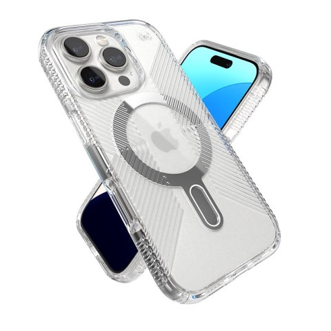 Speck Presidio Perfect-Clear Grip ClickLock & MagSafe - Etui iPhone 16 Pro (Clear / Chrome Finish / Serene Silver) Speck Presidio Perfect-Clear Grip ClickLock & MagSafe - Etui iPhone 16 Pro (Clear / Chrome Finish / Serene Silver)