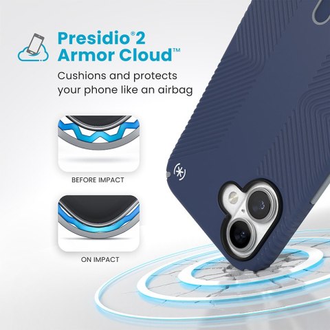 Speck Presidio2 Grip ClickLock & MagSafe - Etui iPhone 16 Plus (Coastal Blue / Dust Grey / White) Speck Presidio2 Grip ClickLock & MagSafe - Etui iPhone 16 Plus (Coastal Blue / Dust Grey / White)