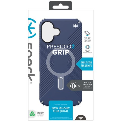 Speck Presidio2 Grip ClickLock & MagSafe - Etui iPhone 16 Plus (Coastal Blue / Dust Grey / White) Speck Presidio2 Grip ClickLock & MagSafe - Etui iPhone 16 Plus (Coastal Blue / Dust Grey / White)