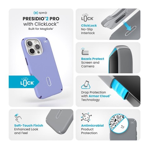 Speck Presidio2 Pro ClickLock & MagSafe - Etui iPhone 16 Pro (Future Lavender / Cassis Purple / White) Speck Presidio2 Pro ClickLock & MagSafe - Etui iPhone 16 Pro (Future Lavender / Cassis Purple / White)