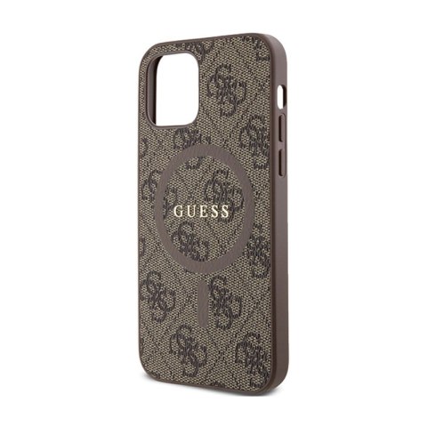 Guess 4G Collection Leather Metal Logo MagSafe - Etui iPhone 12 / iPhone 12 Pro (brązowy) Guess 4G Collection Leather Metal Logo MagSafe - Etui iPhone 12 / iPhone 12 Pro (brązowy)