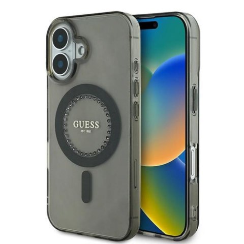 Guess IML Rhinestones MagSafe - Etui iPhone 16 Plus (czarny) Guess IML Rhinestones MagSafe - Etui iPhone 16 Plus (czarny)
