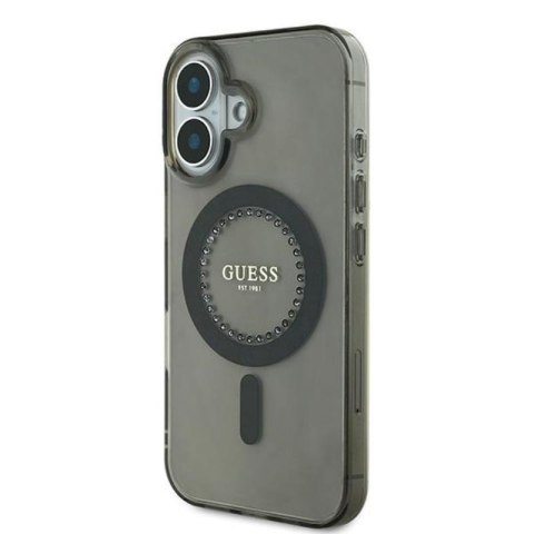 Guess IML Rhinestones MagSafe - Etui iPhone 16 Plus (czarny) Guess IML Rhinestones MagSafe - Etui iPhone 16 Plus (czarny)
