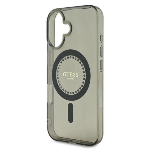Guess IML Rhinestones MagSafe - Etui iPhone 16 Plus (czarny) Guess IML Rhinestones MagSafe - Etui iPhone 16 Plus (czarny)