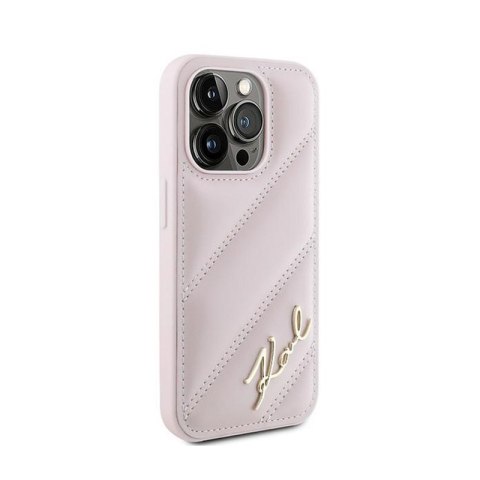 Karl Lagerfeld Diagonal Quilted Script - Etui iPhone 15 Pro Max (różowy) Karl Lagerfeld Diagonal Quilted Script - Etui iPhone 15 Pro Max (różowy)