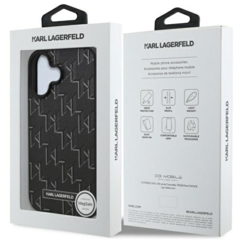 Karl Lagerfeld Hot Stamp MagSafe - Etui iPhone 16 Plus (czarny) Karl Lagerfeld Hot Stamp MagSafe - Etui iPhone 16 Plus (czarny)
