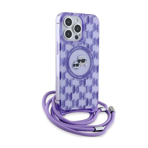 Karl Lagerfeld IML Crossbody Monogram Karl & Choupette Head MagSafe - Etui iPhone 15 Pro Max (fioletowy) Karl Lagerfeld IML Crossbody Monogram Karl & Choupette Head MagSafe - Etui iPhone 15 Pro Max (fioletowy)