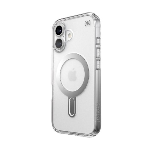 Speck Presidio Perfect-Clear ClickLock & MagSafe - Etui iPhone 16 (Clear / Chrome Finish / Serene Silver) Speck Presidio Perfect-Clear ClickLock & MagSafe - Etui iPhone 16 (Clear / Chrome Finish / Serene Silver)