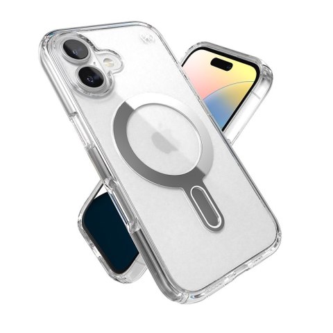 Speck Presidio Perfect-Clear ClickLock & MagSafe - Etui iPhone 16 (Clear / Chrome Finish / Serene Silver) Speck Presidio Perfect-Clear ClickLock & MagSafe - Etui iPhone 16 (Clear / Chrome Finish / Serene Silver)