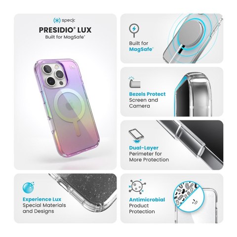 Speck Presidio2 Lux MagSafe - Etui iPhone 16 Pro (Amazing Purple / Clear) Speck Presidio2 Lux MagSafe - Etui iPhone 16 Pro (Amazing Purple / Clear)