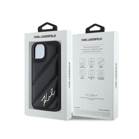 Karl Lagerfeld Diagonal Quilted Script - Etui iPhone 13 (czarny) Karl Lagerfeld Diagonal Quilted Script - Etui iPhone 13 (czarny)