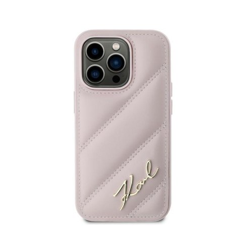 Karl Lagerfeld Diagonal Quilted Script - Etui iPhone 14 Pro Max (różowy) Karl Lagerfeld Diagonal Quilted Script - Etui iPhone 14 Pro Max (różowy)