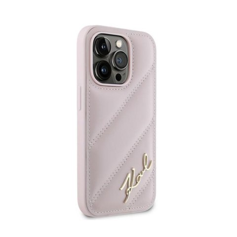 Karl Lagerfeld Diagonal Quilted Script - Etui iPhone 14 Pro Max (różowy) Karl Lagerfeld Diagonal Quilted Script - Etui iPhone 14 Pro Max (różowy)