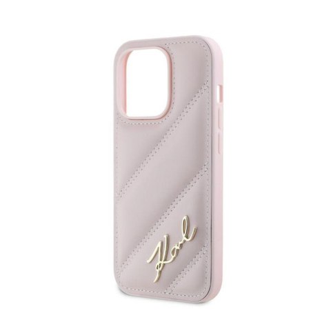 Karl Lagerfeld Diagonal Quilted Script - Etui iPhone 14 Pro Max (różowy) Karl Lagerfeld Diagonal Quilted Script - Etui iPhone 14 Pro Max (różowy)
