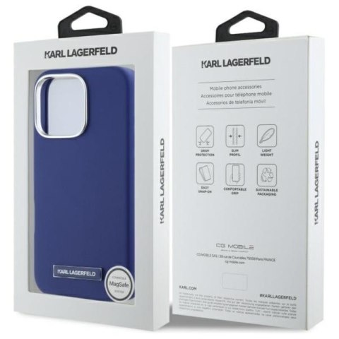 Karl Lagerfeld FW Metal Plate MagSafe - Etui iPhone 16 Pro Max (niebieski) Karl Lagerfeld FW Metal Plate MagSafe - Etui iPhone 16 Pro Max (niebieski)