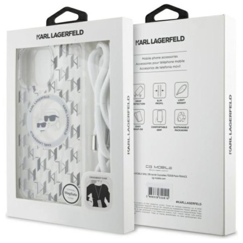 Karl Lagerfeld IML Crossbody Monogram Karl & Choupette Head MagSafe - Etui iPhone 16 Pro (przezroczysty) Karl Lagerfeld IML Crossbody Monogram Karl & Choupette Head MagSafe - Etui iPhone 16 Pro (przezroczysty)