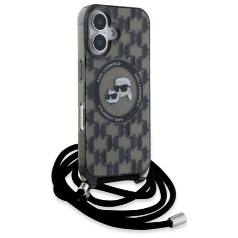 Karl Lagerfeld IML Crossbody Monogram Karl & Choupette Head MagSafe - Etui iPhone 16 (czarny) Karl Lagerfeld IML Crossbody Monogram Karl & Choupette Head MagSafe - Etui iPhone 16 (czarny)