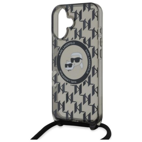 Karl Lagerfeld IML Crossbody Monogram Karl & Choupette Head MagSafe - Etui iPhone 16 (czarny) Karl Lagerfeld IML Crossbody Monogram Karl & Choupette Head MagSafe - Etui iPhone 16 (czarny)