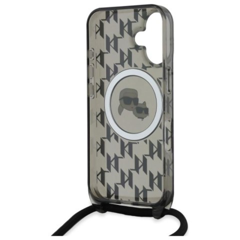 Karl Lagerfeld IML Crossbody Monogram Karl & Choupette Head MagSafe - Etui iPhone 16 (czarny) Karl Lagerfeld IML Crossbody Monogram Karl & Choupette Head MagSafe - Etui iPhone 16 (czarny)