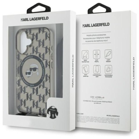 Karl Lagerfeld IML Crossbody Monogram Karl & Choupette Head MagSafe - Etui iPhone 16 (czarny) Karl Lagerfeld IML Crossbody Monogram Karl & Choupette Head MagSafe - Etui iPhone 16 (czarny)