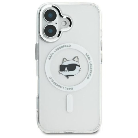 Karl Lagerfeld IML Metal Choupette Head MagSafe - Etui iPhone 16 Plus (biały) Karl Lagerfeld IML Metal Choupette Head MagSafe - Etui iPhone 16 Plus (biały)