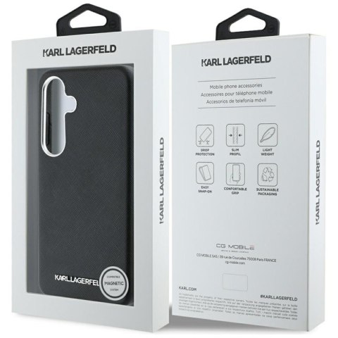 Karl Lagerfeld Saffiano Full Wrapped Elongated Metal Logo MagSafe - Etui do Samsung Galaxy S25+ (czarny) Karl Lagerfeld Saffiano Full Wrapped Elongated Metal Logo MagSafe - Etui do Samsung Galaxy S25+ (czarny)