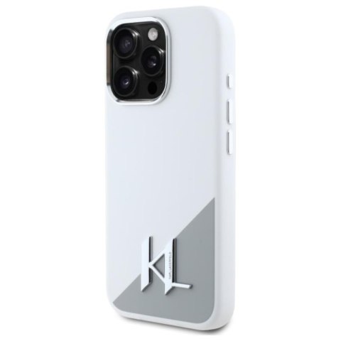 Karl Lagerfeld Silicone Shadow Metal Initial MagSafe - Etui iPhone 16 Pro Max (biały) Karl Lagerfeld Silicone Shadow Metal Initial MagSafe - Etui iPhone 16 Pro Max (biały)