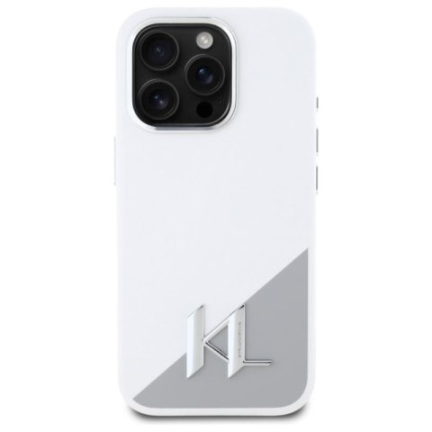 Karl Lagerfeld Silicone Shadow Metal Initial MagSafe - Etui iPhone 16 Pro Max (biały) Karl Lagerfeld Silicone Shadow Metal Initial MagSafe - Etui iPhone 16 Pro Max (biały)