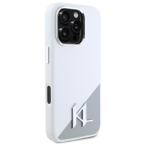 Karl Lagerfeld Silicone Shadow Metal Initial MagSafe - Etui iPhone 16 Pro Max (biały) Karl Lagerfeld Silicone Shadow Metal Initial MagSafe - Etui iPhone 16 Pro Max (biały)